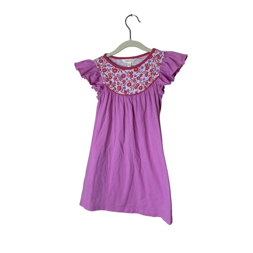 Matilda Jane Dress Girls 6 Pink Floral Yoke Flutter Sleeve Knit A-Line Summer